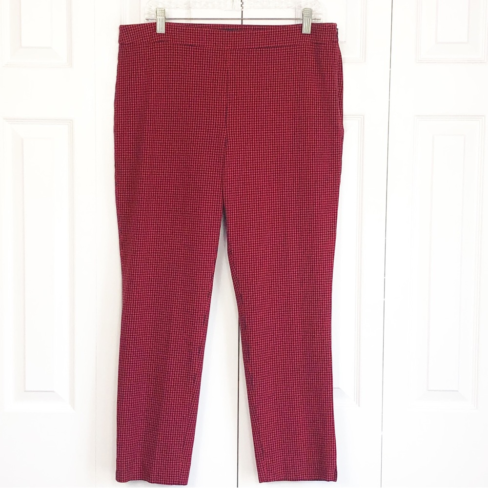 Talbots Red & Black Buffalo Check Plaid Print Chatham Ankle Pants 12